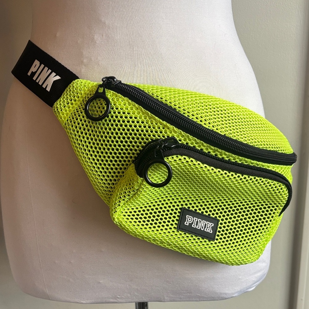 PINK Victoria's Secret Bright Yellow Mesh Belt Bag